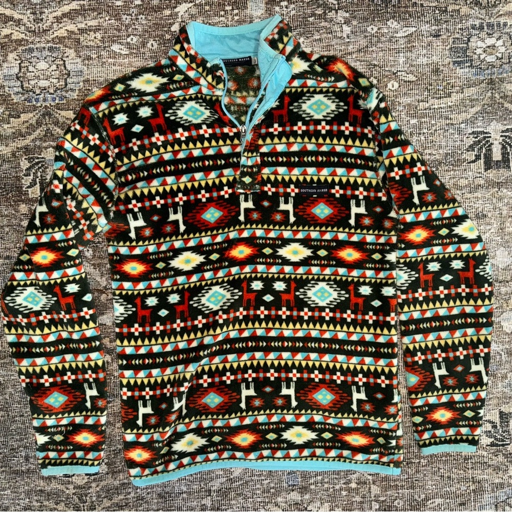 Southern Marsh Harbuck Fleece Ladies S 1/4 Zip Pullover Aztec Southwest Womens